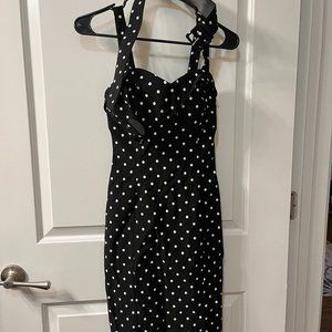 Small MANEATER WIGGLE DRESS IN BLACK POLKA DOT - VIXEN BY MICHELINE PITT